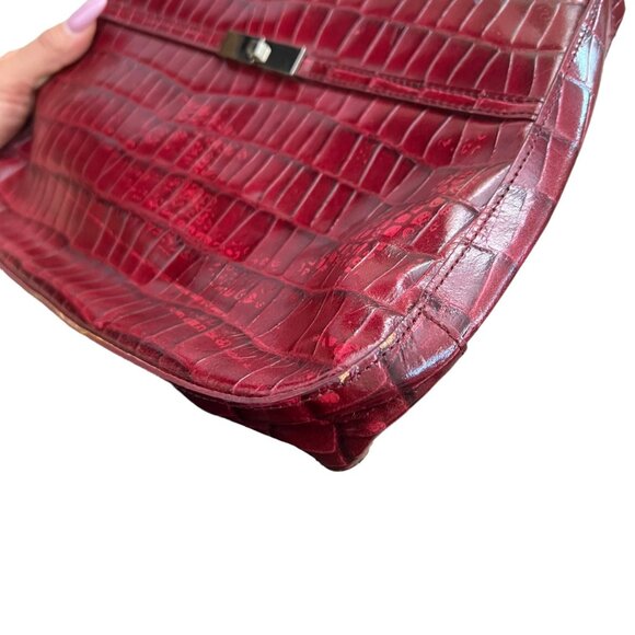 Charter Club Croc Embossed Faux Leather Shoulder Bag Dark Red Y2K Hobo - Picture 16 of 16